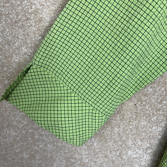 HABITAT Button Down Shirt Size Medium‎ Chartreuse Art to Wear Crinkle Gauzy - Picture 4 of 8